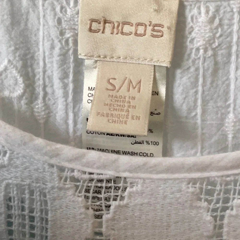 Chico's White Lace with Fringe Poncho - Picture 2 of 7